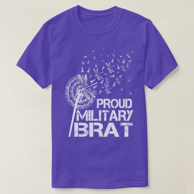 T-shirt Fière Brat Militaire Mois Enfant Militaire Purple  (Design devant)