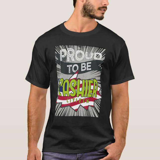 T-shirt Fière caissière citoyenne Profession travailleur d (Devant)
