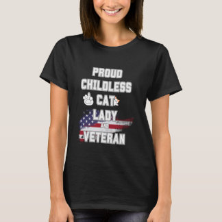 T-shirt Fière chatte sans enfant dame et vétéran