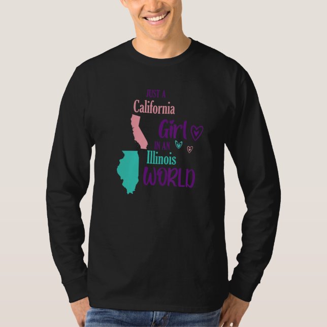 T-shirt Fière conception de fille Juste une fille californ (Devant)