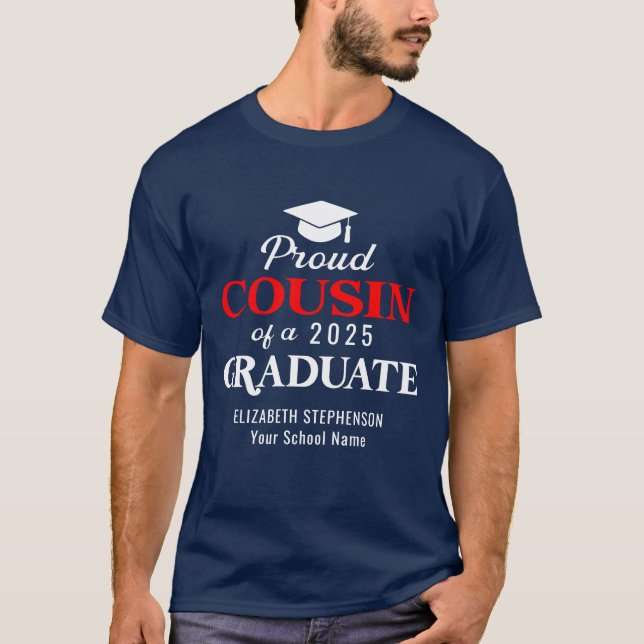 T-shirt Fière Cousin de la famille de coordination diplômé (Devant)