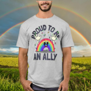 T-shirt Fière de être une alliée arc-en-ciel