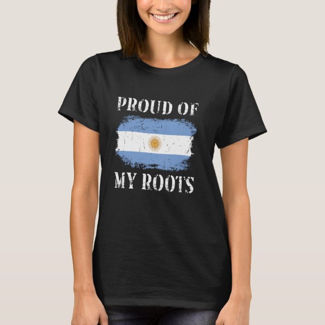 T-shirt Fière De Mes Racines Argentines Drapeau Arg Argent (Devant)