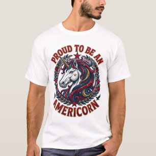 T-shirt Fière d'être licorne américaine Couronne de laurie