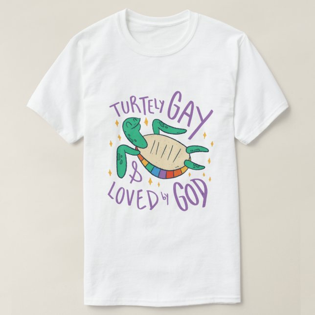 T-shirt Fière d'être Turtley Gay aimé par Dieu tortue de m (Design devant)