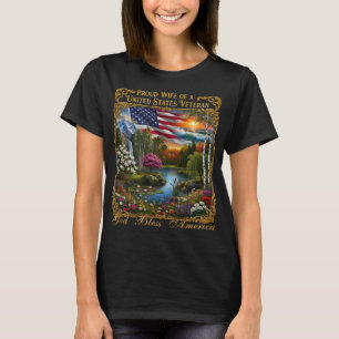 T-shirt Fière épouse d'un vétéran américain Art, Dieu béni