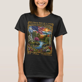 T-shirt Fière épouse d'un vétéran américain Art, Dieu béni