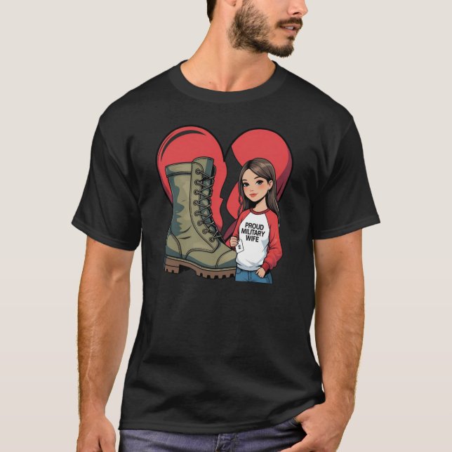T-shirt Fière Femme Militaire - Coeur "Femme De Démarrage" (Devant)