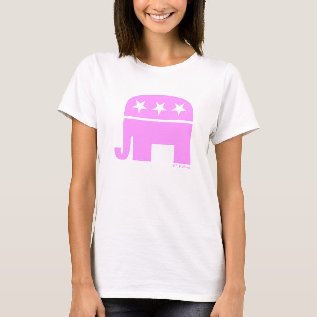 T-shirt Fière femme républicaine rose éléphant GOP (Devant)