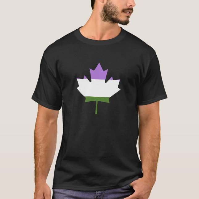 T-Shirt fière feuille d'érable genderqueer (Devant)