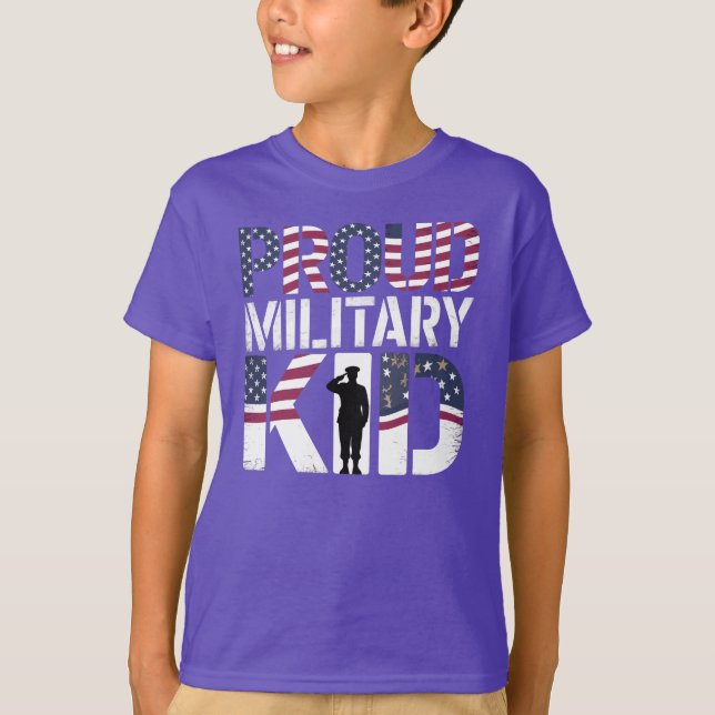 T-shirt Fière Fière Fierté Militaire Enfant (Devant)