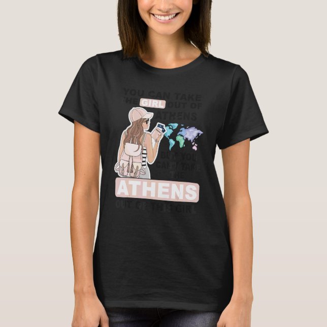 T-shirt Fière Fille d'Athènes   Fille Cool de la Ville d'A (Devant)