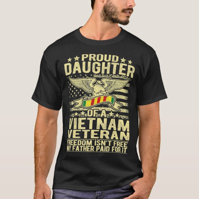 T-shirt Fière Fille Du Viêt Nam Cadeau Militaire Ancien (Devant)
