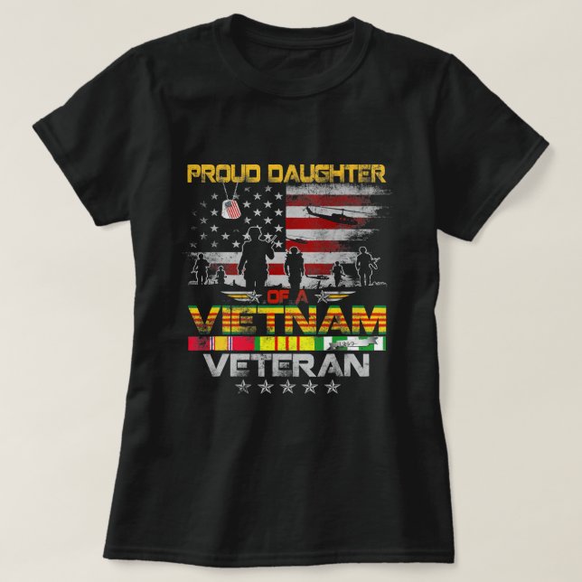 T-shirt Fière fille d'un vétéran du Vietnam drapeau Vietna (Design devant)