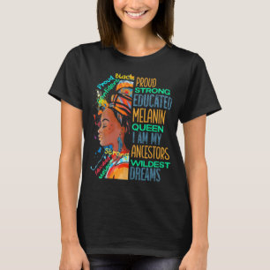 T-shirt Fière Forte Reine Éduquée Africaine Femme Noire Hi