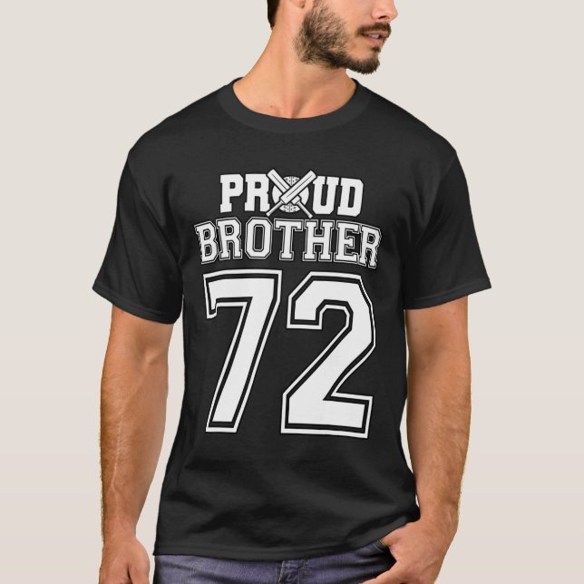 T-shirt Fière Frère Cricket Numéro 72  (Devant)