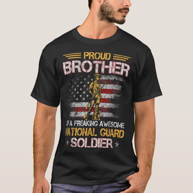 T-shirt Fière Frère Du Soldat De La Garde Nationale Ancien (Devant)