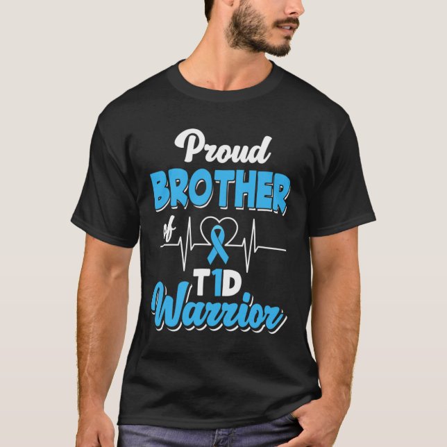 T-shirt Fière Frère D'Un Guerrier De T1D Diabète Diabétiqu (Devant)