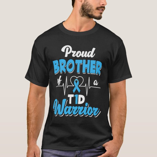 T-shirt Fière Frère D'Un Guerrier De T1D Diabète Diabétiqu (Devant)