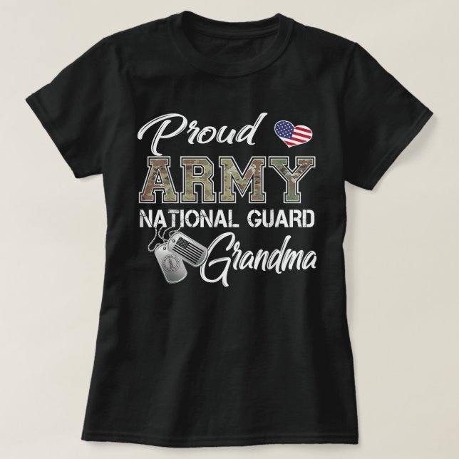 T-shirt Fière Garde nationale de l'armée Grand-mère de fie (Design devant)