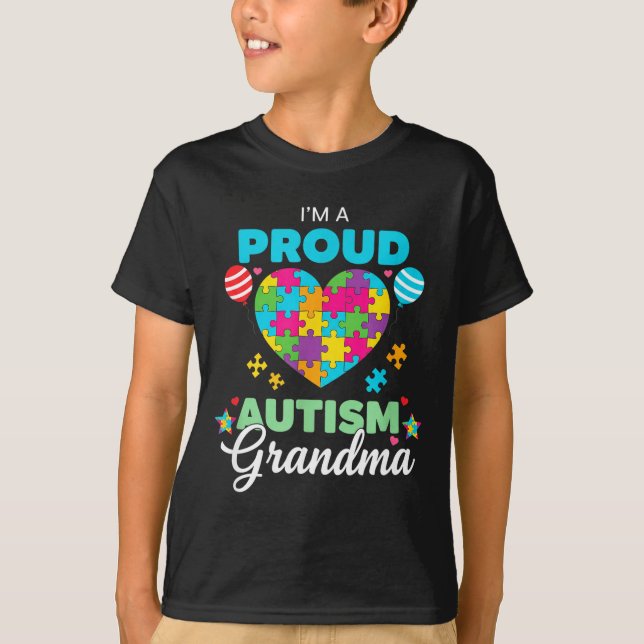 T-shirt Fière grand-mère autiste - Sensibilisation à la gr (Devant)