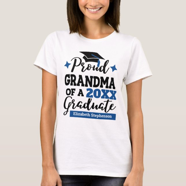 T-shirt Fière grand-mère de 2022 diplômé noir bleu tassel (Devant)