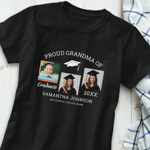 T-shirt Fière grand-mère de la collage photo de diplômé 3 