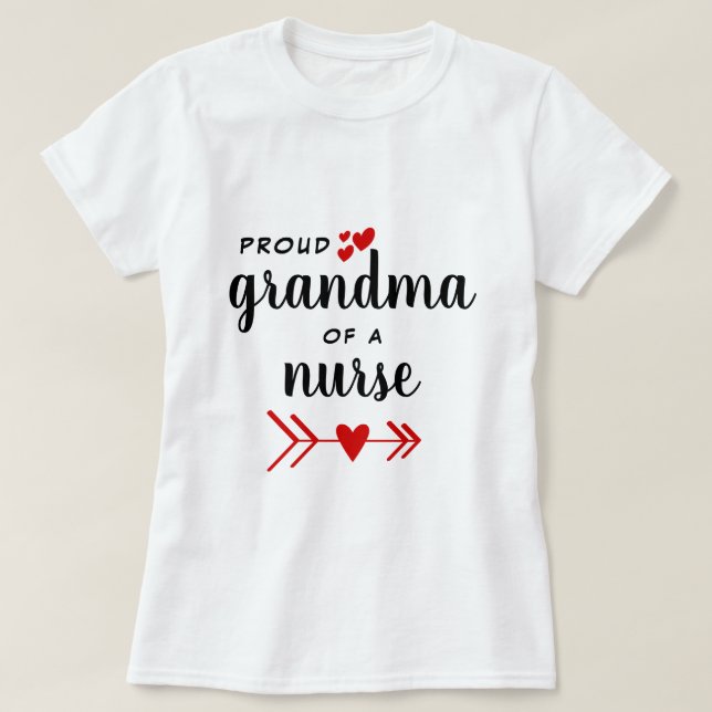 T-shirt Fière grand-mère d'une infirmière Coeurs rouges (Design devant)