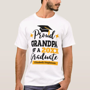 T-shirt Fière grand-père de 2022 diplômé en or noir nom ca