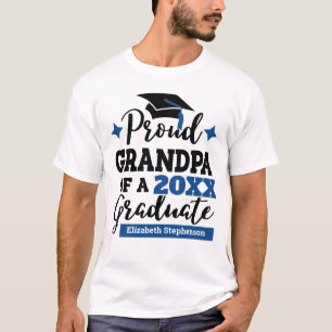 T-shirt Fière grand-père de 2022 diplômé noir bleu nom cas