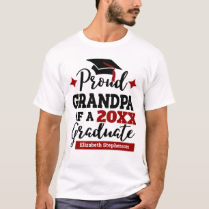 T-shirt Fière grand-père de 2022 diplômé noir rouge nom du