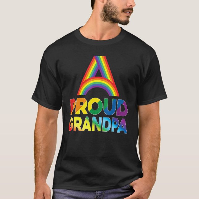 T-shirt Fière Grand-Père Lgbt Pride Gay Lesbian Rainbow Co (Devant)