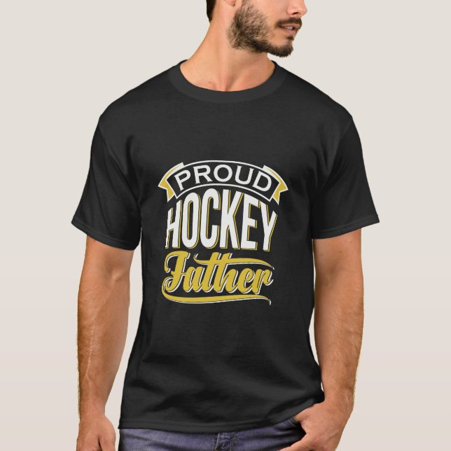 T-shirt Fière Hockey père aquarelle nommé moderne (Devant)