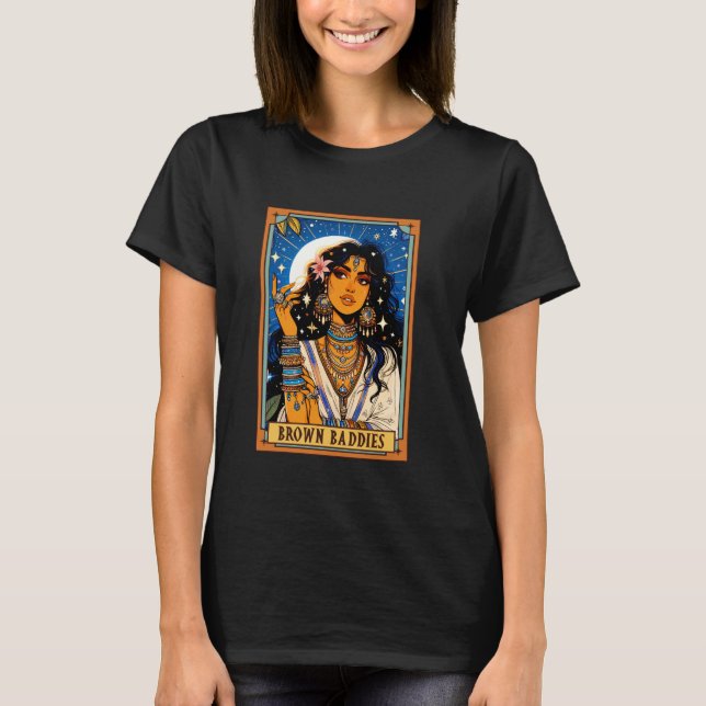 T-shirt Fière Indienne Fille Inde Voyager Desi Fille Brown (Devant)