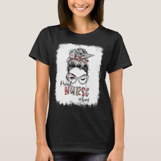 T-shirt Fière infirmière maman Messy Bun école de soins in