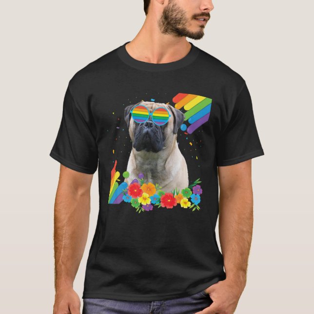 T-shirt Fière LGBT Gay Bullmastiff Dog Pride drapeau Arc-e (Devant)