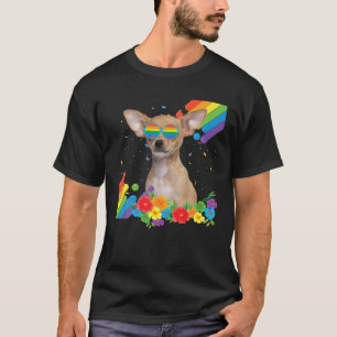 T-shirt Fière LGBT Gay Chihuahua Dog Pride drapeau Rainbo