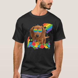 T-shirt Fière LGBT Gay Dachshund Dog Pride drapeau Rainbow