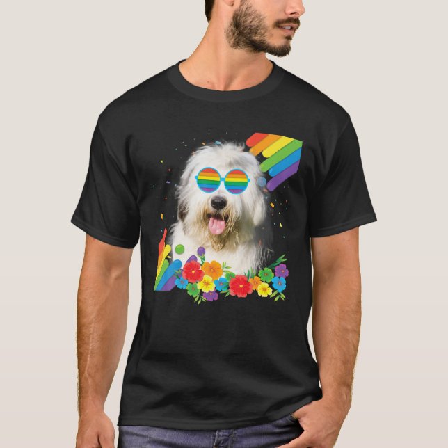 T-shirt Fière LGBT Gay Vieux anglais Sheepdog Dog Pride Dr (Devant)