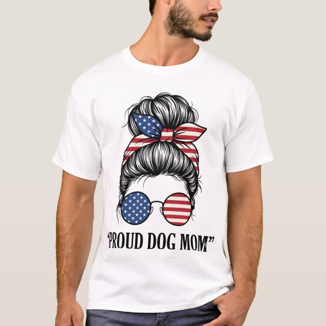 T-shirt Fière maman de chien conception vectorielle patrio (Devant)