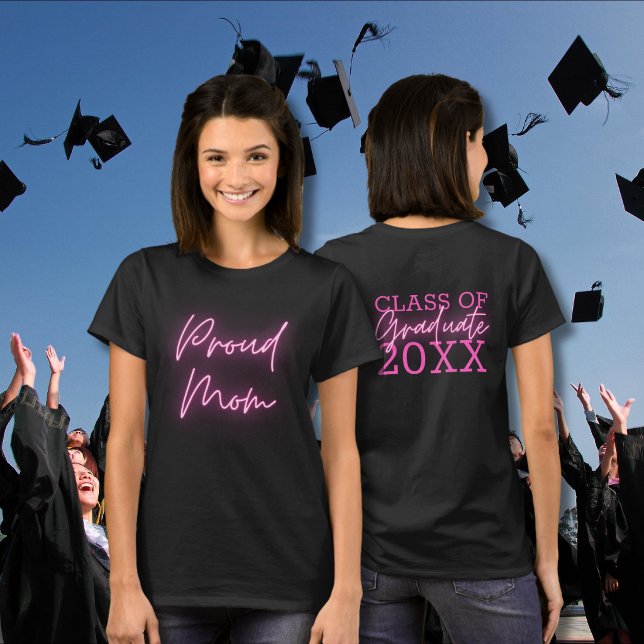 T-shirt Fière Maman Diplômée Rose Néon (Créateur téléchargé)