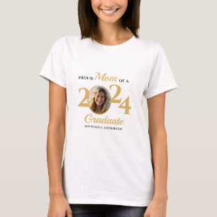 T-shirt Fière maman d'un Diplômé de 2024 photo et nom