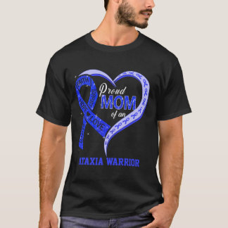 T-shirt Fière maman d'un guerrier d'ataxie Ruban bleu asso