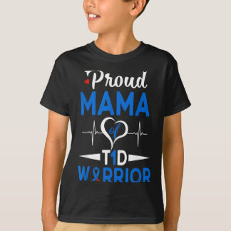 T-shirt Fière maman d'un guerrier T1d Sensibilisation au d