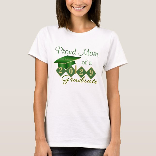 T-shirt Fière Maman Graduation Vert & Or (Devant)