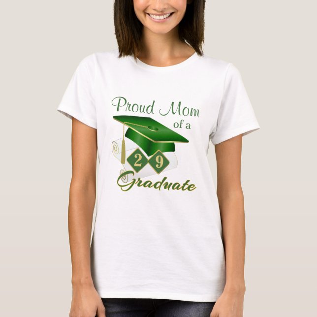T-shirt Fière maman Green Gold Graduation (Devant)