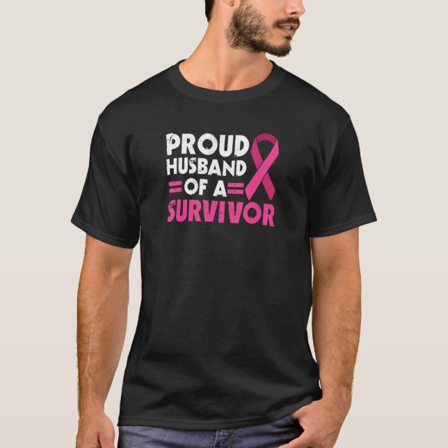 T-shirt Fière Mari De Survivant Sensibilisation Au Cancer  (Devant)