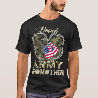 T-shirt Fière mère de Dieu de l'armée avec coeur drapeau a