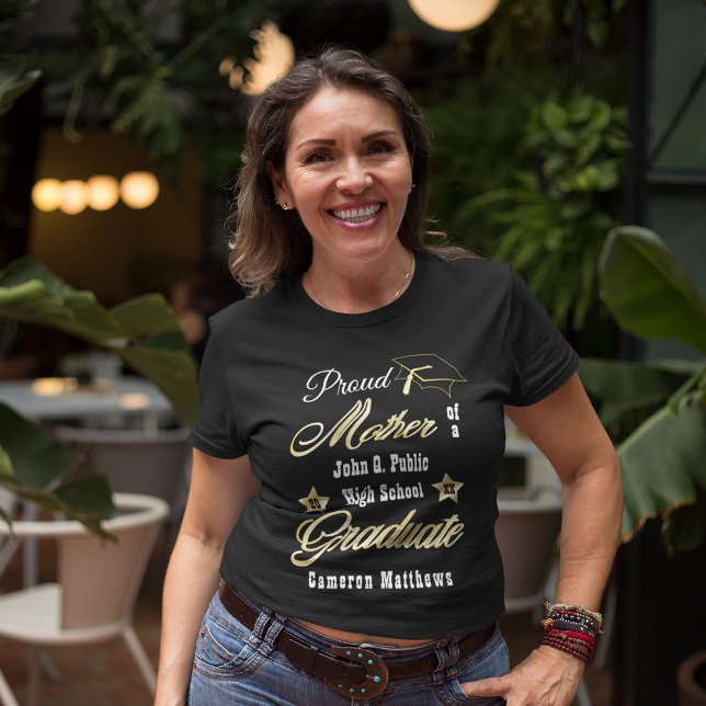 T-shirt Fière Mère du nom du diplômé | Diplôme scolaire (Créateur téléchargé)