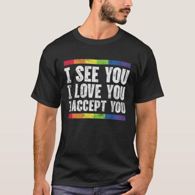 T-shirt Fière mère père gay lesbienne LGBT allié arc-en-ci (Devant)